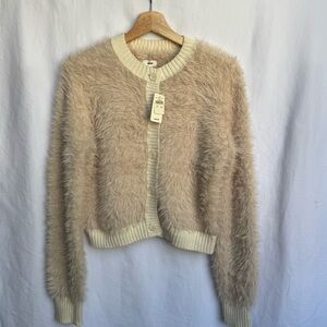 New Aerie Fuzzy Cardigan Women’s Size S/P Color Cake Butter